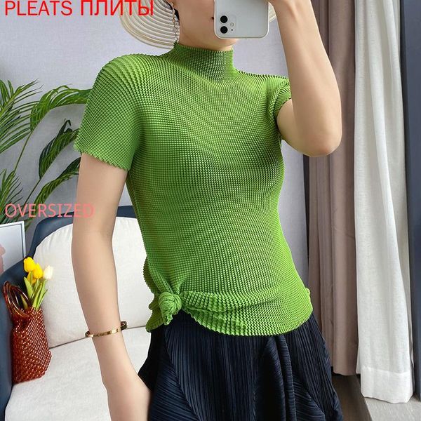 women's t-shirt miyake pleated short-sleeved stand-up collar high-elastic plus size slim candy-colored chiffon shirt pleats oversize, White
women's t-shirt miyake pleated short-sleeved stand-up collar high-elastic plus size slim candy-colored chiffon shirt pleats oversize, White