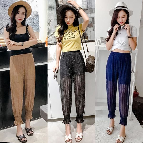 est style summer chiffon harem pants women loose trousers elastic high waist female comfy boho shiny casual 210423, Black;white
est style summer chiffon harem pants women loose trousers elastic high waist female comfy boho shiny casual 210423, Black;white