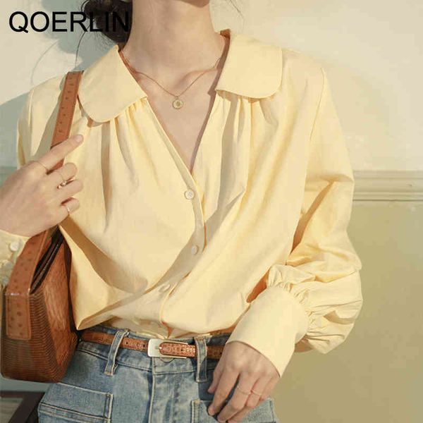 qoerlin girly turn-down collar v-neck blouses lady lantern sleeve white blouse women solid single-breasted shirts plus size 210416
qoerlin girly turn-down collar v-neck blouses lady lantern sleeve white blouse women solid single-breasted shirts plus size 210416