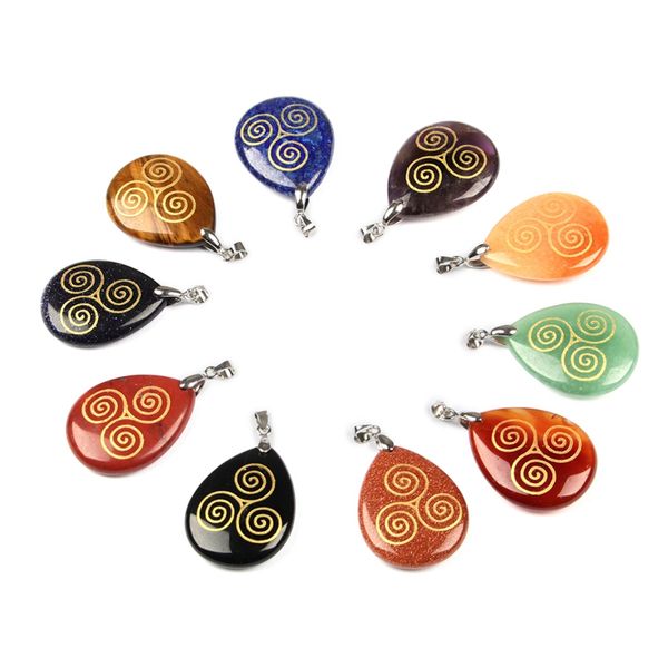 natural stone water-drop shape pendant necklace engraved triple doctrine spiral reiki symbol hang accessorie european american religious hea, Silver
natural stone water-drop shape pendant necklace engraved triple doctrine spiral reiki symbol hang accessorie european american religious hea, Silver