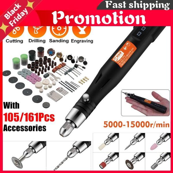 professiona electric drills 15000rpm 3 speeds adjust mini drill rotary tools grinding machine usb engraving pen with 105/161pcs accessories
professiona electric drills 15000rpm 3 speeds adjust mini drill rotary tools grinding machine usb engraving pen with 105/161pcs accessories