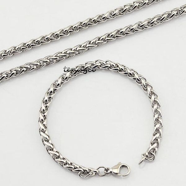 earrings & necklace 5mm mens womens 316l wheat stainless steel link chains bracelet set jewelry customize, Silver
earrings & necklace 5mm mens womens 316l wheat stainless steel link chains bracelet set jewelry customize, Silver