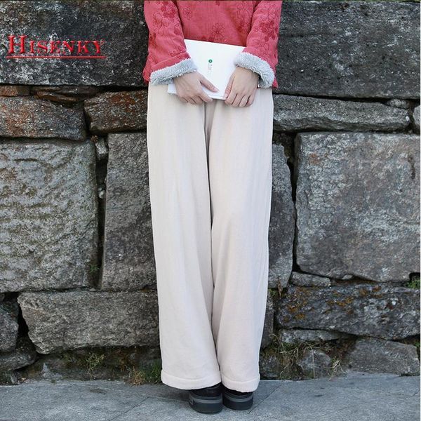 women's pants & capris hisenky winter elastic waist women fleece lining long thick warm trousers vintage with pockets, Black;white
women's pants & capris hisenky winter elastic waist women fleece lining long thick warm trousers vintage with pockets, Black;white