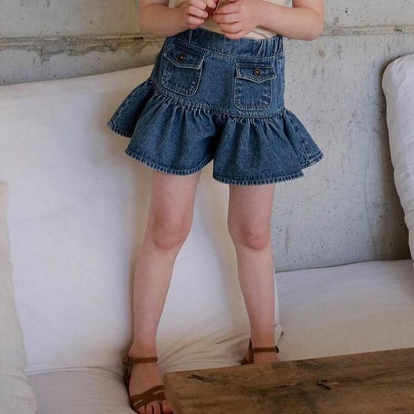arrival girls denim ruffles shorts summer fashion kids 2-7 years cy133, Black