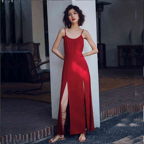 backless dress retro red split beach style women suspender elegant ankle-length strapless summer full 210513, Black;gray
backless dress retro red split beach style women suspender elegant ankle-length strapless summer full 210513, Black;gray