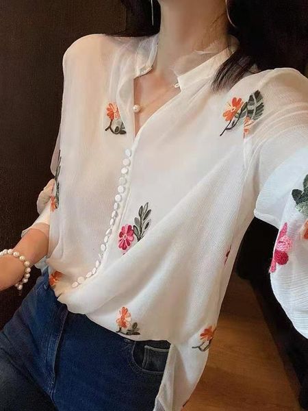 women's polos white shirt fashionable floral embroidery of the vintage long sleeve white button up elegant silk ez6f
women's polos white shirt fashionable floral embroidery of the vintage long sleeve white button up elegant silk ez6f