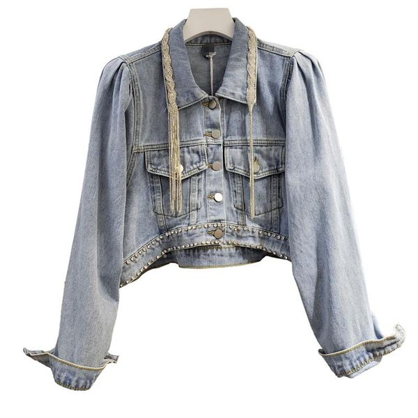 women's jackets european spring autumn loose and thin heavy diamond long-sleeved short denim coats women fashion streetwear 2021, Black;brown
women's jackets european spring autumn loose and thin heavy diamond long-sleeved short denim coats women fashion streetwear 2021, Black;brown