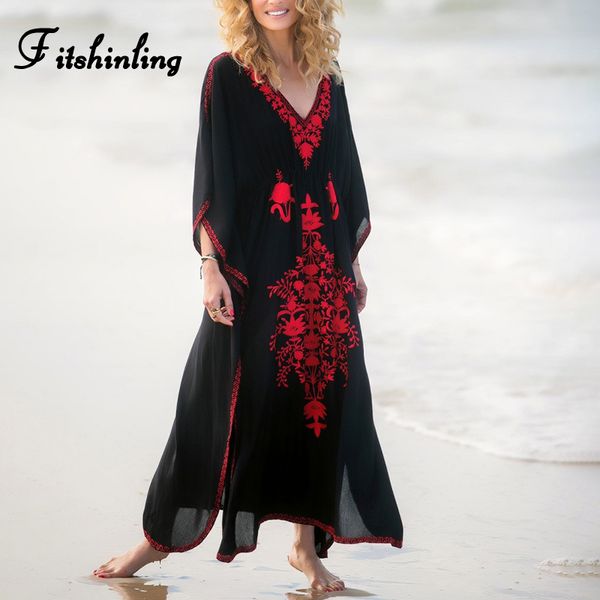 fitshinling summer embroidery maxi dress beach swimwear side slit holiday vintage boho long dress batwing sleeve oversized robe
fitshinling summer embroidery maxi dress beach swimwear side slit holiday vintage boho long dress batwing sleeve oversized robe