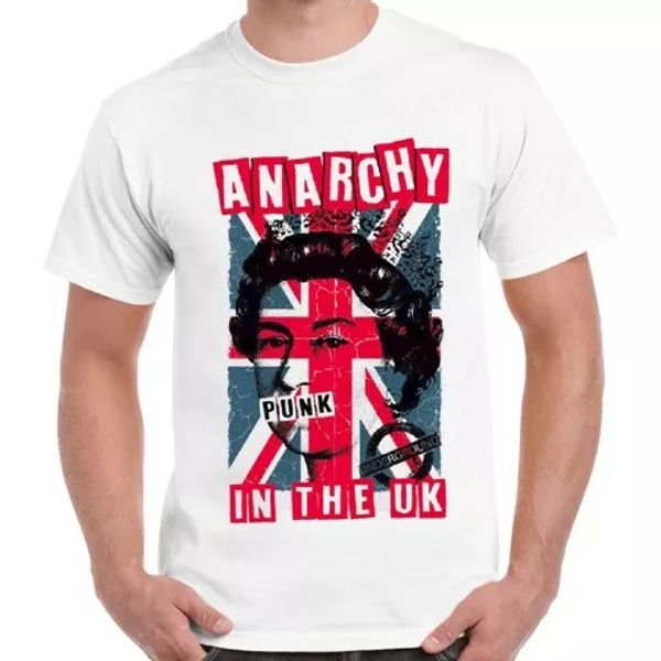 union jack punk rock anarchy in uk men women retro vintage t shirt 2801, White;black
union jack punk rock anarchy in uk men women retro vintage t shirt 2801, White;black