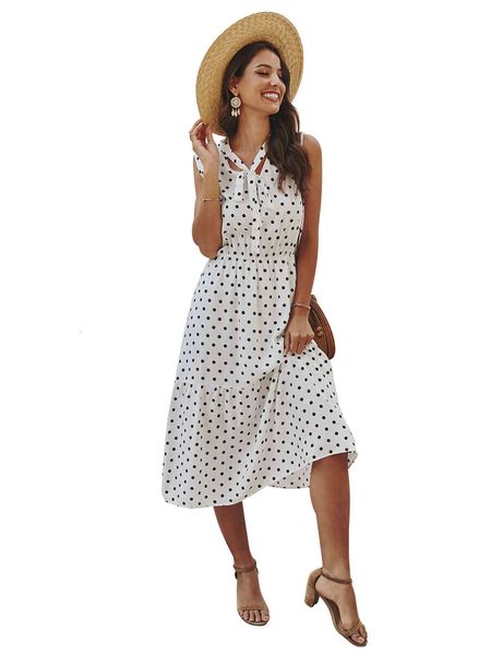 summer women's dresses spring/summer 2020 new arrival polka dots dress long journey dressed as beach, Black;gray
summer women's dresses spring/summer 2020 new arrival polka dots dress long journey dressed as beach, Black;gray