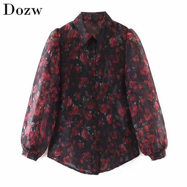 women elegant floral print organza blouse shirt lantern long sleeve stylish blouses casual turn down collar chic shirt tunic 210414, White
women elegant floral print organza blouse shirt lantern long sleeve stylish blouses casual turn down collar chic shirt tunic 210414, White