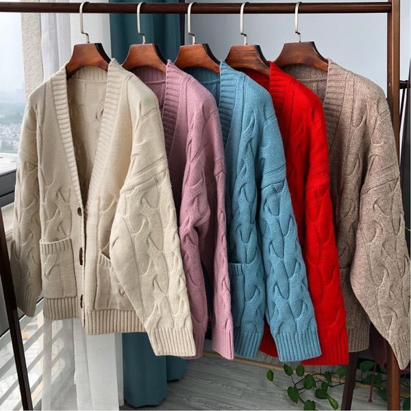 sweaters autumn and winter women knit sweater v-neck five colors loose casual fashion female knitwear cardigan with pockets, White;black
sweaters autumn and winter women knit sweater v-neck five colors loose casual fashion female knitwear cardigan with pockets, White;black