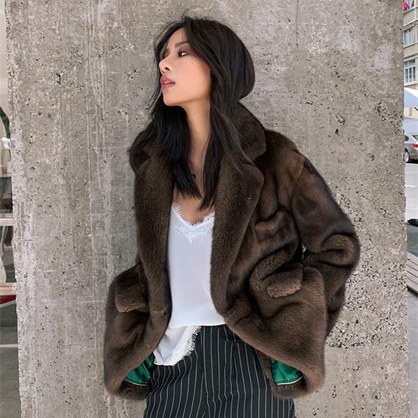women's fur & faux mink whole women coat mid-length winter thick warm female jacket, Black
women's fur & faux mink whole women coat mid-length winter thick warm female jacket, Black