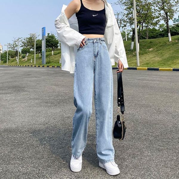 women's jeans straight loose 2021 summer high waist and drape mopping wide leg pant cotton soft breathable sweat, Blue
women's jeans straight loose 2021 summer high waist and drape mopping wide leg pant cotton soft breathable sweat, Blue