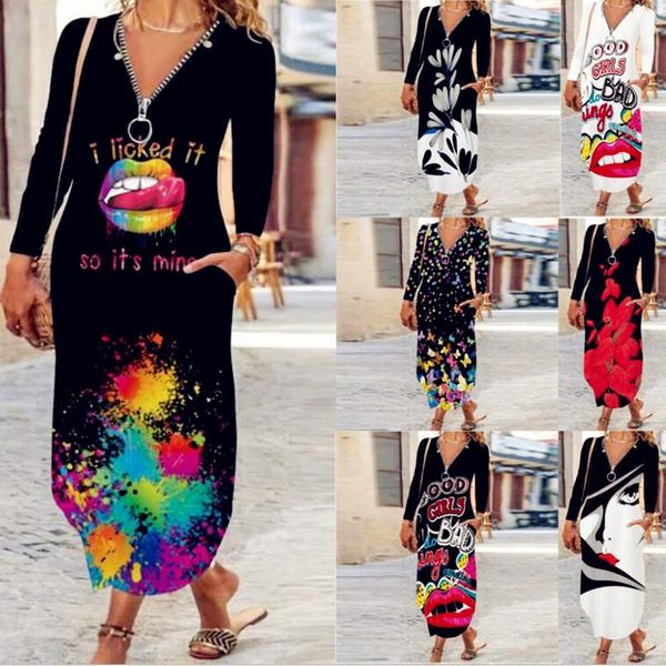 casual dresses autumn women loose pocket boho vintage beprinted dress full long sleeve spring party beach maxi zipper plus sizes, Black;gray
casual dresses autumn women loose pocket boho vintage beprinted dress full long sleeve spring party beach maxi zipper plus sizes, Black;gray