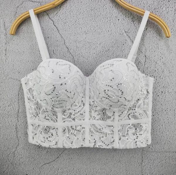 women's lace sequins bustier push up night club bra bralette women cropped party vest corset plus size p2461 bustiers & corsets, Black;white
women's lace sequins bustier push up night club bra bralette women cropped party vest corset plus size p2461 bustiers & corsets, Black;white