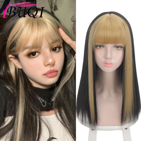 synthetic wigs buqi long straight cosplay for women heat resistant lolita false hair with blonde bangs, Black
synthetic wigs buqi long straight cosplay for women heat resistant lolita false hair with blonde bangs, Black