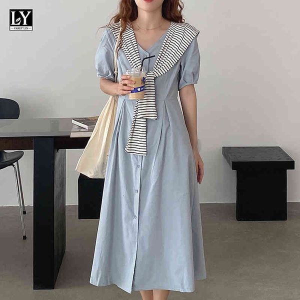 dresses summer women striped cape v-neck fake two pieces casual puff sleeve single breasted female dresses, Black;gray
dresses summer women striped cape v-neck fake two pieces casual puff sleeve single breasted female dresses, Black;gray