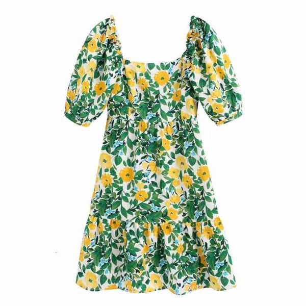 a line women fresh short sleeve green leaves yellow floral print hem ruffles ladies back mini es, Black;gray
a line women fresh short sleeve green leaves yellow floral print hem ruffles ladies back mini es, Black;gray