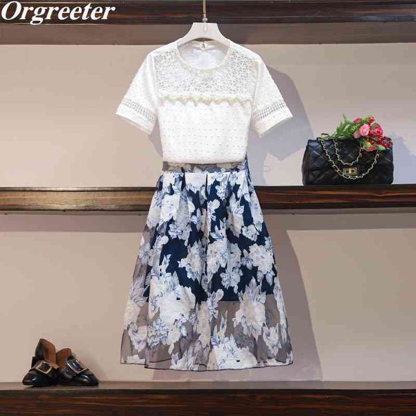 summer casual sets hollow out patchwork beaded white + retro ink printing skirts 2 piece set women 210525
summer casual sets hollow out patchwork beaded white + retro ink printing skirts 2 piece set women 210525