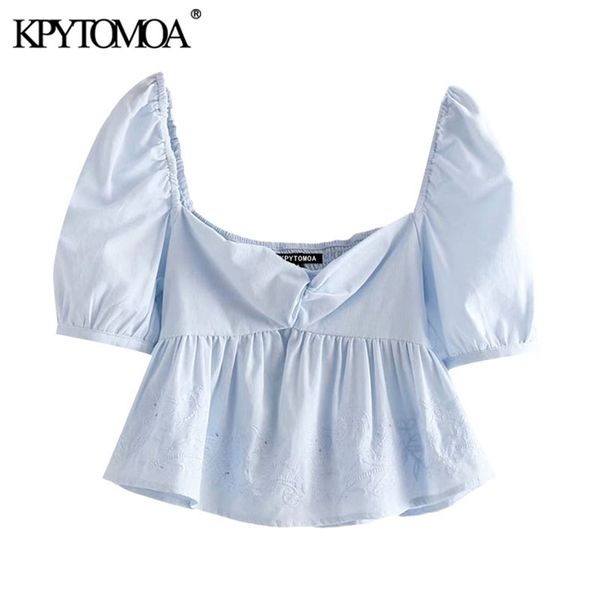 women sweet fashion embroidery ruffles cropped blouses puff sleeve back elastic female shirts chic 210420, Black;white
women sweet fashion embroidery ruffles cropped blouses puff sleeve back elastic female shirts chic 210420, Black;white