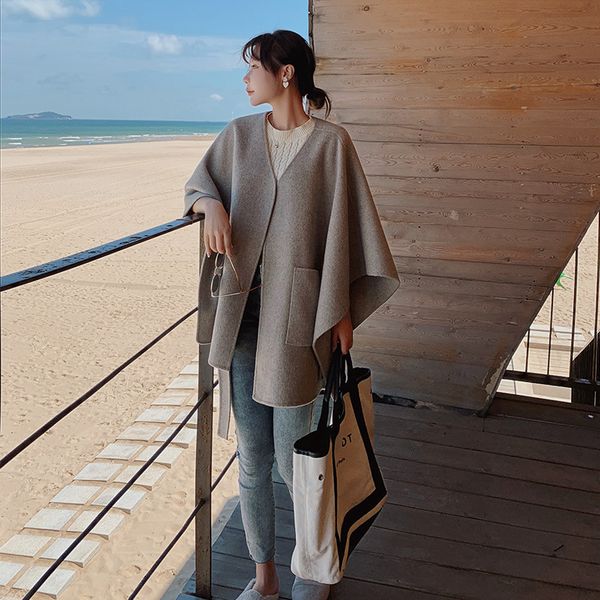 women's jackets women natural solid color wool stylish jacket v loose neck oversize female winter fashion with belt, Black;brown
women's jackets women natural solid color wool stylish jacket v loose neck oversize female winter fashion with belt, Black;brown