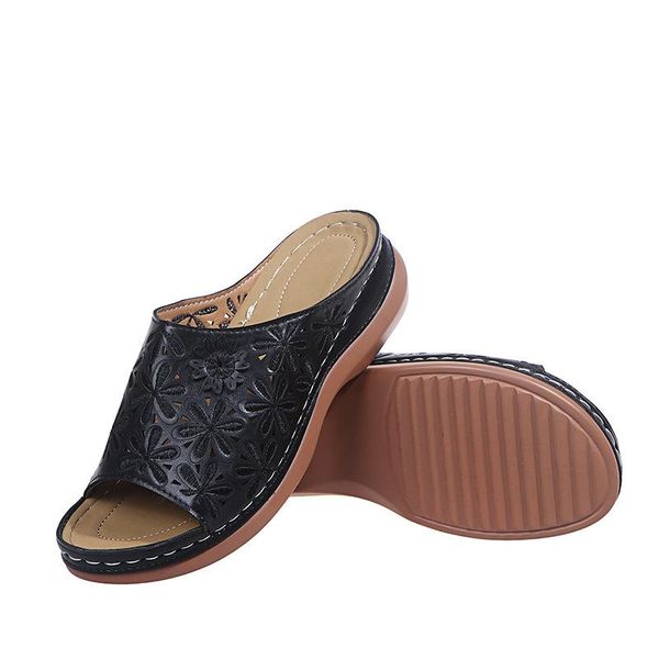 summer women's round head slippers retro flowers hollow stitching ladies plus size sandals, Black
summer women's round head slippers retro flowers hollow stitching ladies plus size sandals, Black