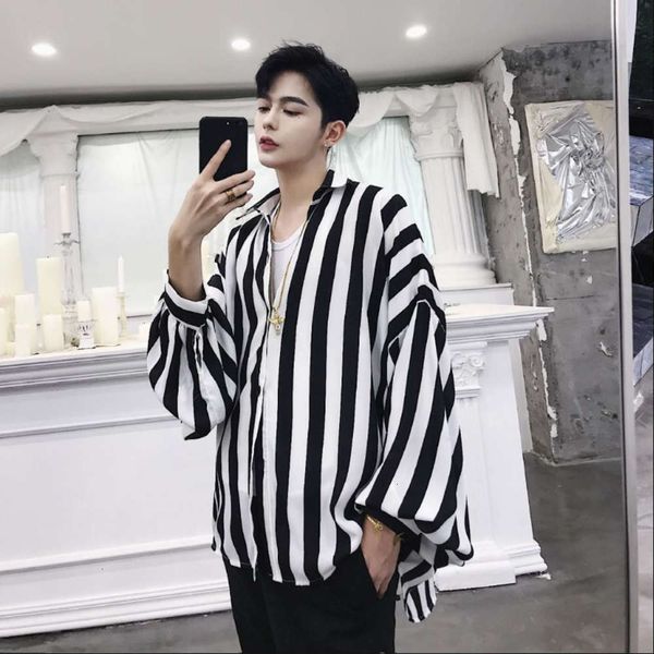 men's casual shirts shirtlong sleeve striped shirt korean fashion net red very fairy ruffian handsome brand coat t43r, White;black
men's casual shirts shirtlong sleeve striped shirt korean fashion net red very fairy ruffian handsome brand coat t43r, White;black