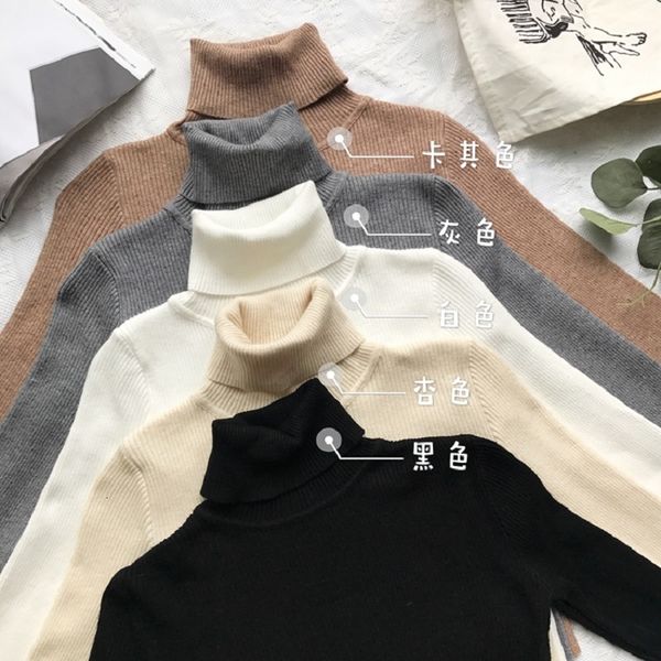 women's sweaters korean pullovers winter autumn turtleneck black women skinny elastic knitted soft pullover female full jumper ab2, White;black
women's sweaters korean pullovers winter autumn turtleneck black women skinny elastic knitted soft pullover female full jumper ab2, White;black