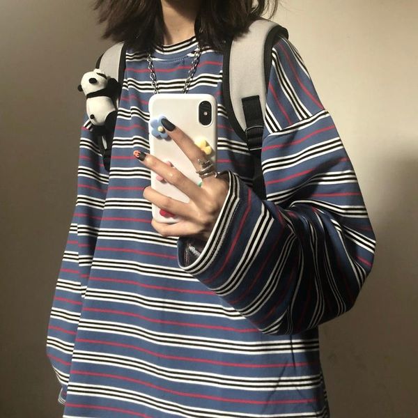 women's t-shirt clothing spring korean ins striped woman tshirts harajuku casual loose long sleeve tees hipster o-neck ladies, White
women's t-shirt clothing spring korean ins striped woman tshirts harajuku casual loose long sleeve tees hipster o-neck ladies, White