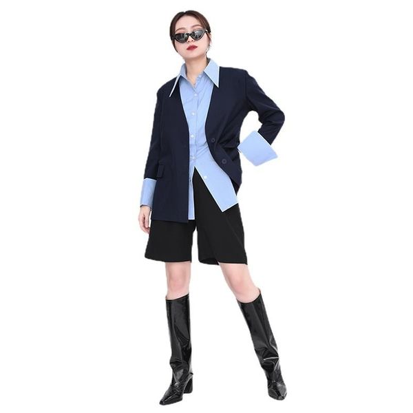 women's suits & blazers women dark blue false two oversize elegant lapel long sleeve loose fit jackets fashion spring autumn 2021 women, White;black
women's suits & blazers women dark blue false two oversize elegant lapel long sleeve loose fit jackets fashion spring autumn 2021 women, White;black