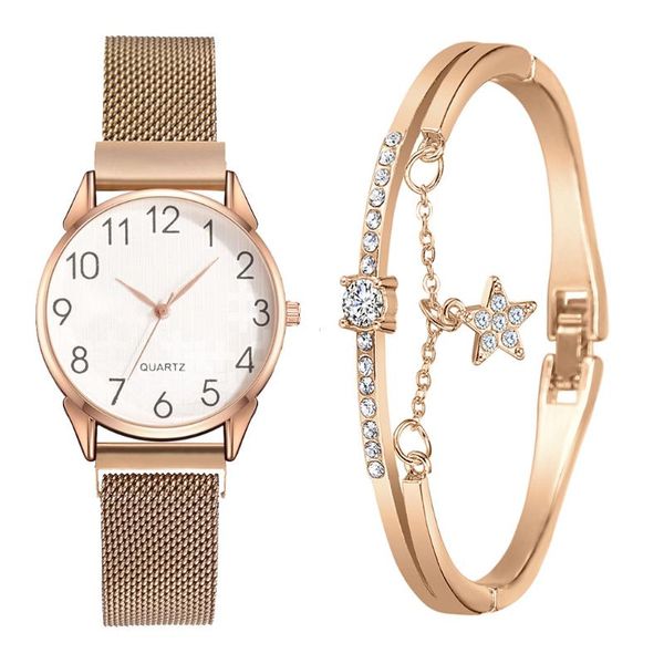 wristwatches simple rose gold women watches magnet buckle luxury bangle watch clock ladies bracelet 2pcs set relogio feminino, Slivery;brown
wristwatches simple rose gold women watches magnet buckle luxury bangle watch clock ladies bracelet 2pcs set relogio feminino, Slivery;brown