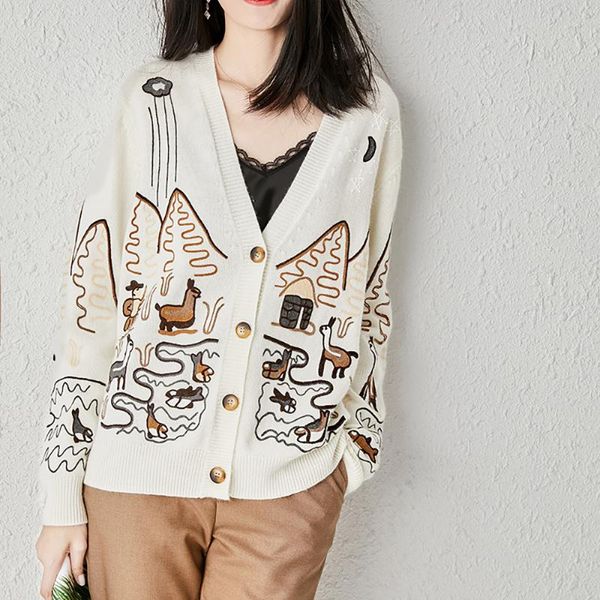 women's knits & tees heavy industry jacquard sweater coat 2021 autumn and winter loose style alpaca wool knitted cardigan, White
women's knits & tees heavy industry jacquard sweater coat 2021 autumn and winter loose style alpaca wool knitted cardigan, White