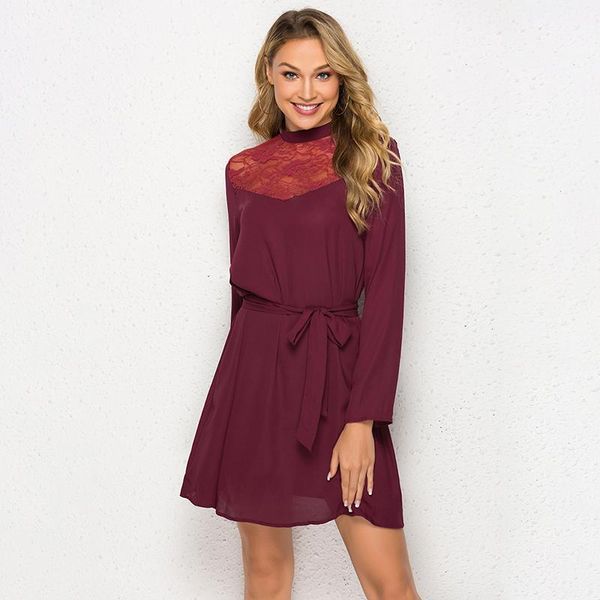 casual dresses arrival womens stand collar lace stitching a swing tie waist dress beach long sleeve ladies summer loose, Black;gray
casual dresses arrival womens stand collar lace stitching a swing tie waist dress beach long sleeve ladies summer loose, Black;gray