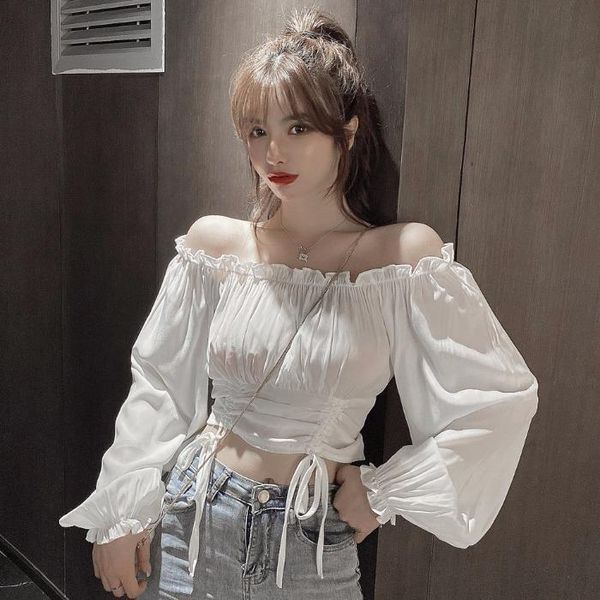 women's blouses & shirts women blouse autumn off-the-shoulder blusas ropa de mujer, White
women's blouses & shirts women blouse autumn off-the-shoulder blusas ropa de mujer, White