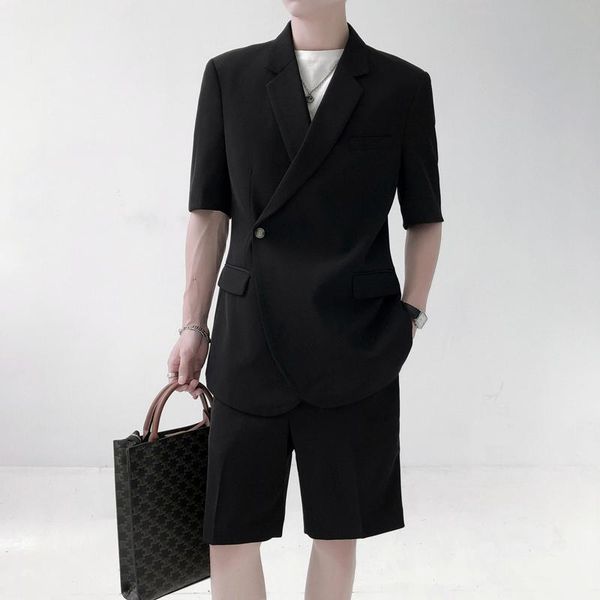 men's suits & blazers men summer 2 pices sets jacket shorts casual short sleeve blazer male harajuku korean streetwear suit coat man, White;black
men's suits & blazers men summer 2 pices sets jacket shorts casual short sleeve blazer male harajuku korean streetwear suit coat man, White;black