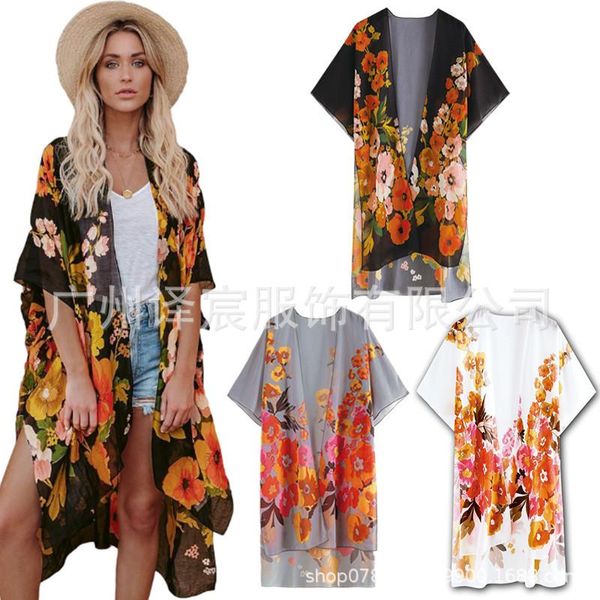 summer women floral kimono swim cover-ups female beach boho cardigan bathing bikini cover up outfits big size women's swimwear, White;black
summer women floral kimono swim cover-ups female beach boho cardigan bathing bikini cover up outfits big size women's swimwear, White;black