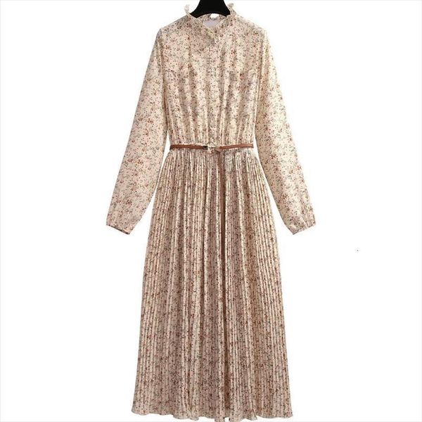 long sleeved floral chiffon women dress plus size spring and autumn french lotus leaf collar mid length base, Black;gray 
long sleeved floral chiffon women dress plus size spring and autumn french lotus leaf collar mid length base, Black;gray