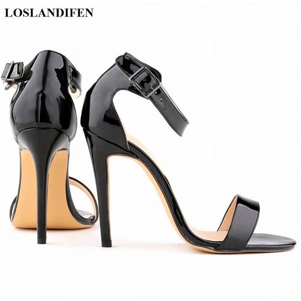 european station women sandals concise patent leather office summer open toe fashion buckle high heels shoes, Black
european station women sandals concise patent leather office summer open toe fashion buckle high heels shoes, Black