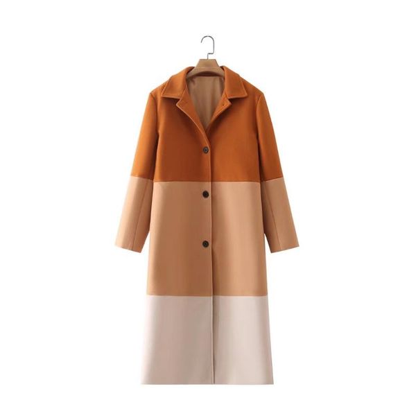 women's wool & blends junwu autumn brown gradient striped woolen lapel single-breasted long sleeve coat jacket elegant british, Black
women's wool & blends junwu autumn brown gradient striped woolen lapel single-breasted long sleeve coat jacket elegant british, Black