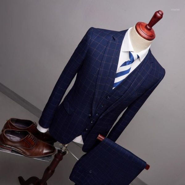 classic 3 pieces jacket pants vest men suits 2021 slim fit plaid groom wedding dress formal business fashion party male men's & blazers, White;black
classic 3 pieces jacket pants vest men suits 2021 slim fit plaid groom wedding dress formal business fashion party male men's & blazers, White;black
