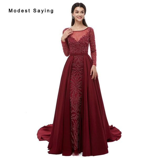 party dresses luxury dark red mermaid beaded long sleeve evening 2021 with watteau train formal women prom gown vestido de festa, White;black
party dresses luxury dark red mermaid beaded long sleeve evening 2021 with watteau train formal women prom gown vestido de festa, White;black