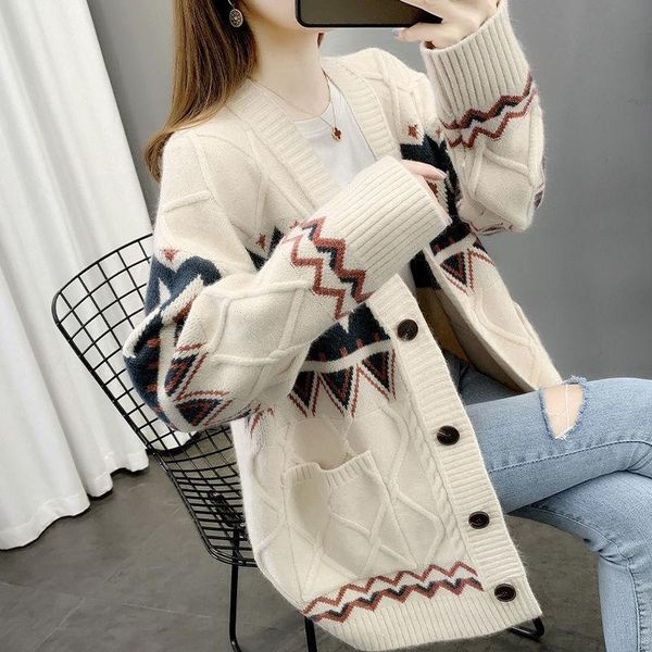 women's knits & tees ladies sweater cardigan knitted jacket autumn and winter 2021 casual all-match loose long-sleeved v-neck top, White
women's knits & tees ladies sweater cardigan knitted jacket autumn and winter 2021 casual all-match loose long-sleeved v-neck top, White