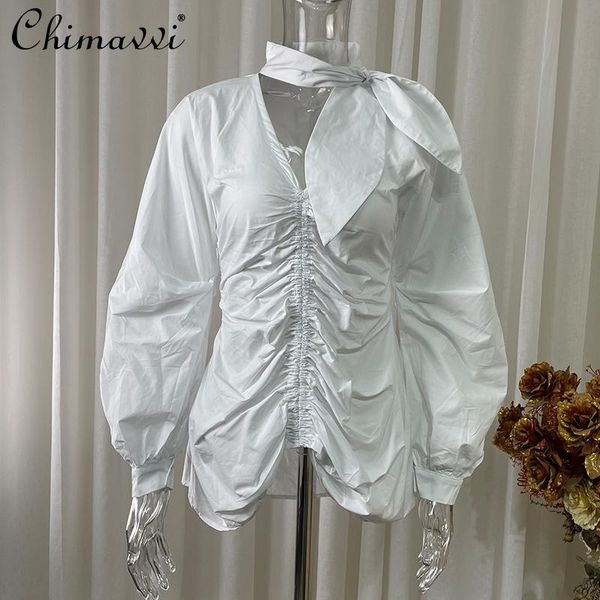 women's blouses & shirts french fashion chic ears v-neck long sleeve shirt women 2021 spring pleated slim-fit simple white b
women's blouses & shirts french fashion chic ears v-neck long sleeve shirt women 2021 spring pleated slim-fit simple white b