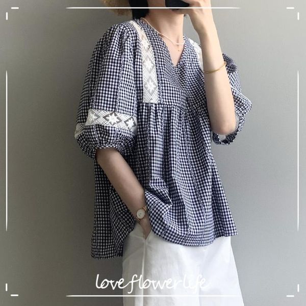women's blouses & shirts cozok plaid shirt female 2021 summer korean version sweet temperament lace splicing baby 9021, White
women's blouses & shirts cozok plaid shirt female 2021 summer korean version sweet temperament lace splicing baby 9021, White