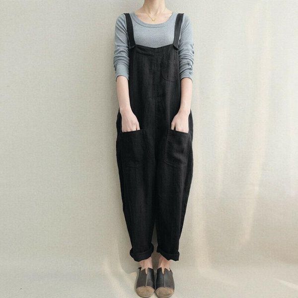 women's jumpsuits & rompers hirigin women loose plus size overalls jumpsuit pockets cotton solid wide leg pants playsuit, Black;white
women's jumpsuits & rompers hirigin women loose plus size overalls jumpsuit pockets cotton solid wide leg pants playsuit, Black;white
