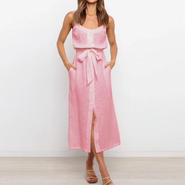 casual dresses elegent women buttons bandage summer dress solid sling vest sleeveless loose long tank sundress vestidos, Black;gray
casual dresses elegent women buttons bandage summer dress solid sling vest sleeveless loose long tank sundress vestidos, Black;gray