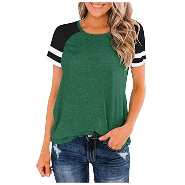 women's t-shirt short sleeve women summer clothes 2021 fashion stripes printing loose splicing round neck casual female #t2p, White
women's t-shirt short sleeve women summer clothes 2021 fashion stripes printing loose splicing round neck casual female #t2p, White