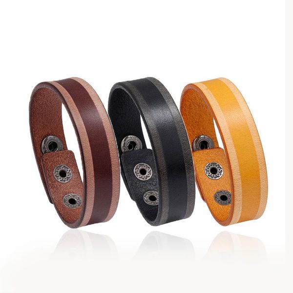 three color flat genuine leather 18mm wide wrap bangle punk men watch bracelet jewelry geometric cuff pulsera hombre charm bracelets, Golden;silver
three color flat genuine leather 18mm wide wrap bangle punk men watch bracelet jewelry geometric cuff pulsera hombre charm bracelets, Golden;silver