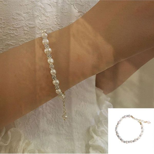 link, chain women jewelry fashion wedding gift pearls bracelet crystal adjustable, Black
link, chain women jewelry fashion wedding gift pearls bracelet crystal adjustable, Black